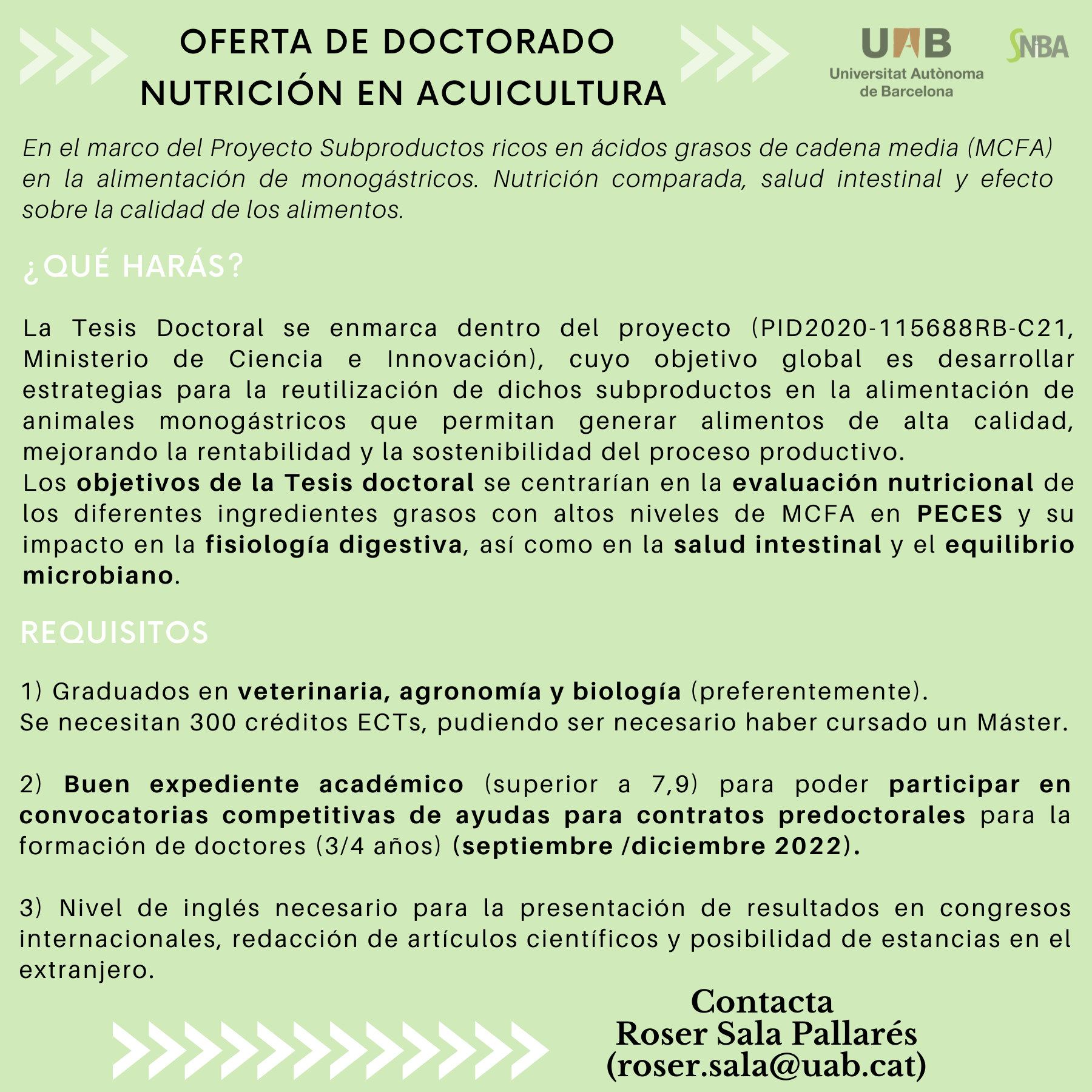 📢 📢 𝐎𝐟𝐞𝐫𝐭𝐚 𝐝𝐞 𝐝𝐨𝐜𝐭𝐨𝐫𝐚𝐝𝐨 📢 📢 𝐍𝐮𝐭𝐫𝐢𝐜𝐢𝐨́𝐧 𝐞𝐧 𝐀𝐜𝐮𝐢𝐜𝐮𝐥𝐭𝐮𝐫𝐚